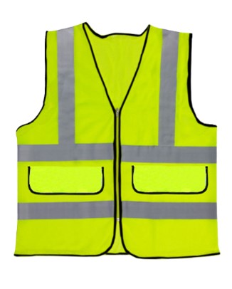 High-visibility safety jacket with reflective tape designed for optimal protection in hazardous work environments.