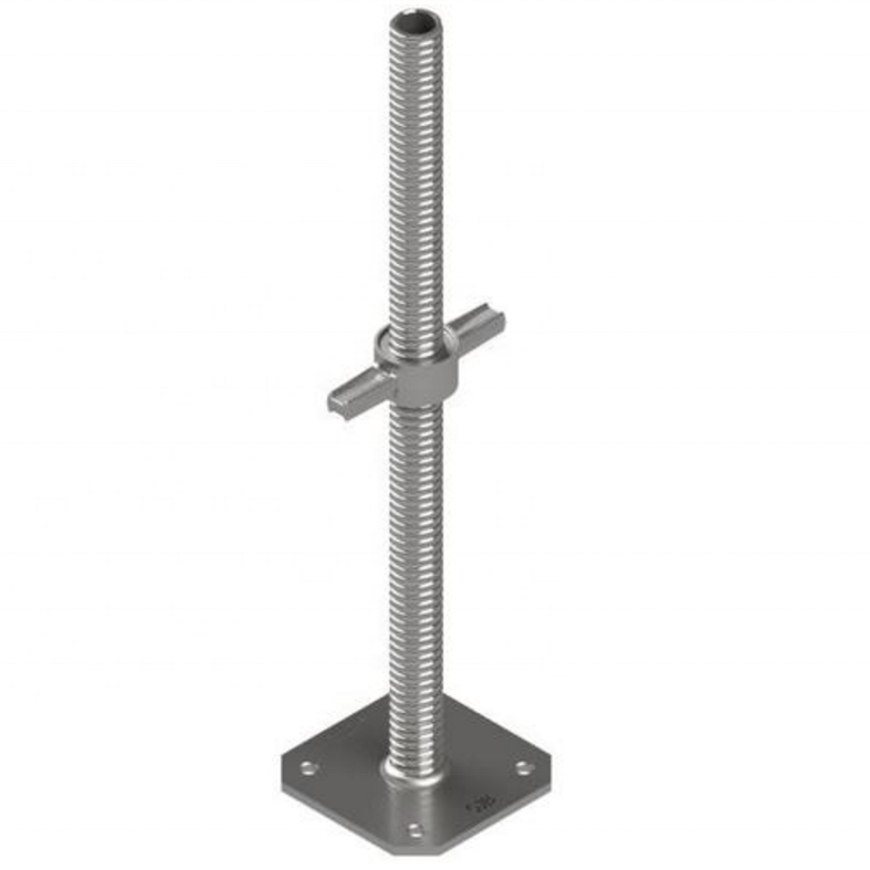 Reliable base jack providing stable support for scaffolding and machinery in industrial settings.