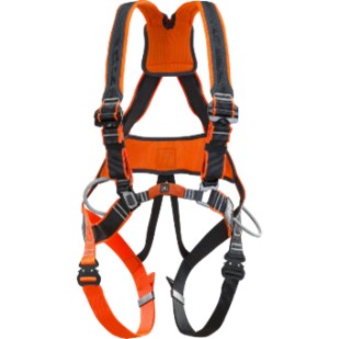 Industrial-grade full body harness designed for fall protection and secure anchorage during elevated work tasks.