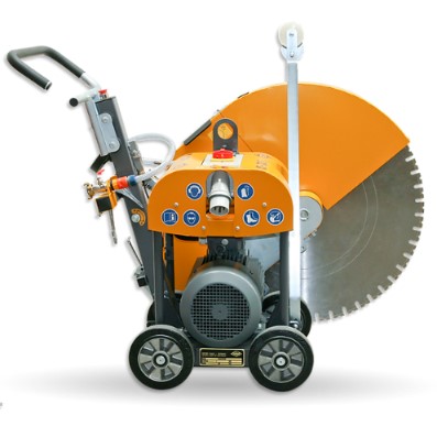 Robust road cutting machine designed for precise cutting and removal of pavement for repair or installation work.