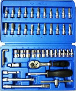 Comprehensive socket set with a range of sizes for automotive repair and precision mechanical work.