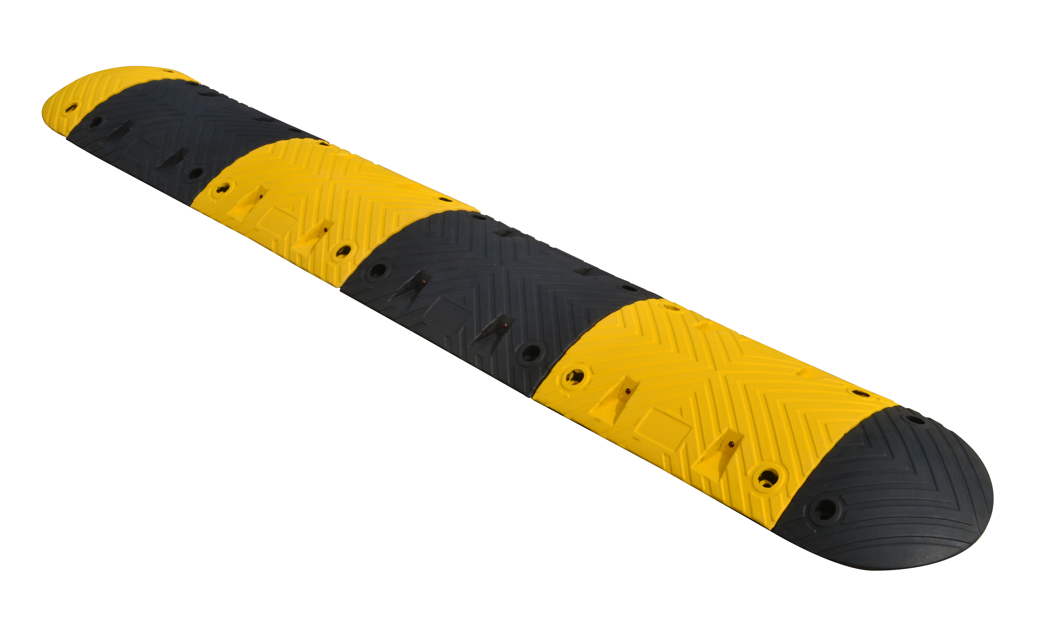 Robust road hump designed to slow down traffic and enhance safety in parking areas and roadways.