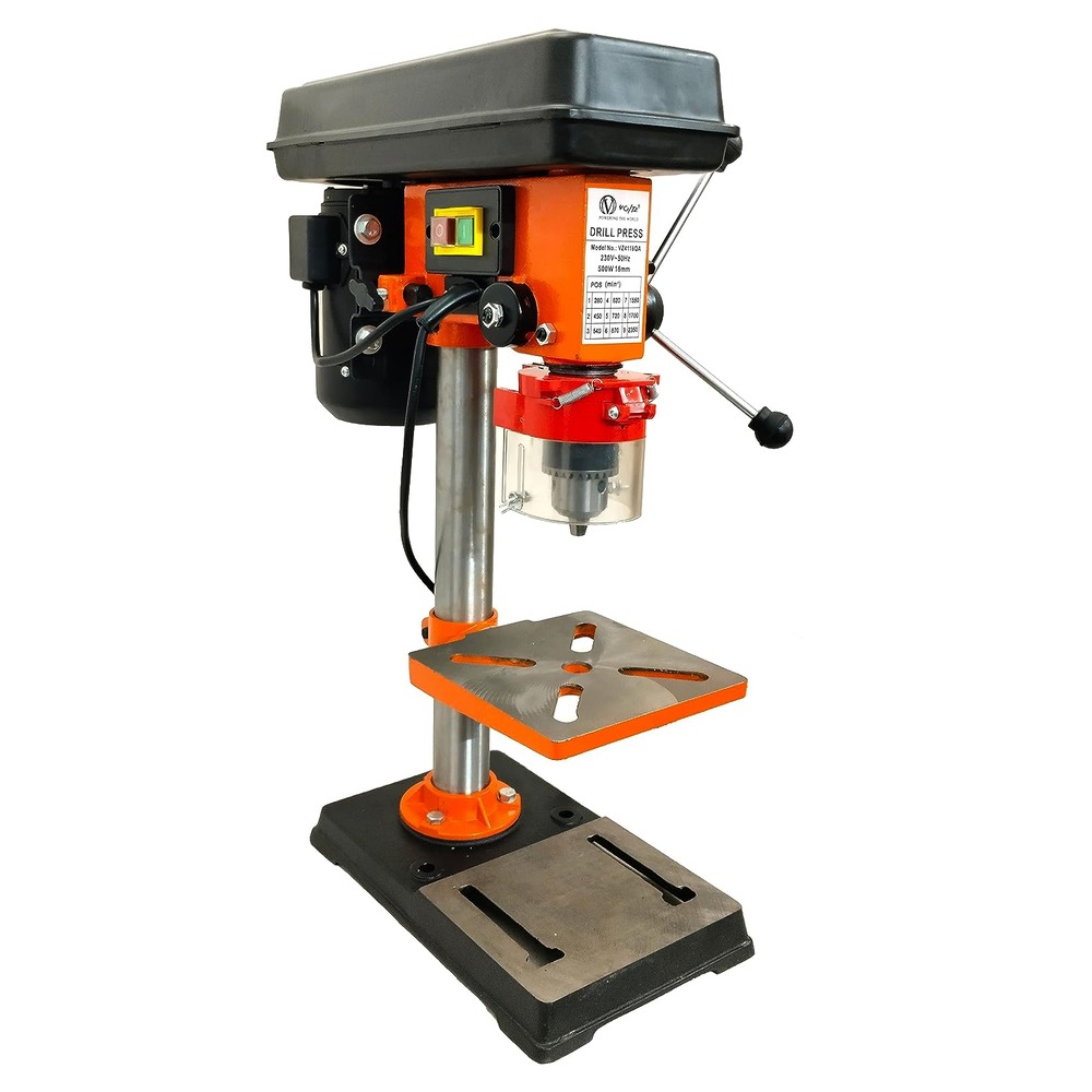 Compact bench drill designed for accurate drilling in metalworking and small workshop projects.