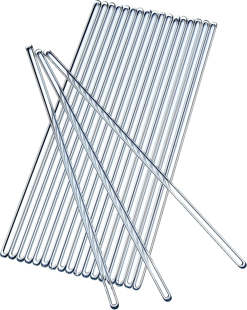 Reusable glass stirrer for uniform mixing of chemicals in laboratory experiments.