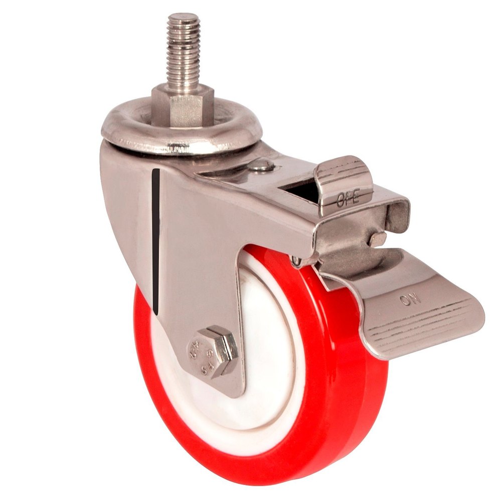 Robust stainless steel stud type caster wheel engineered for secure mounting and heavy-duty performance